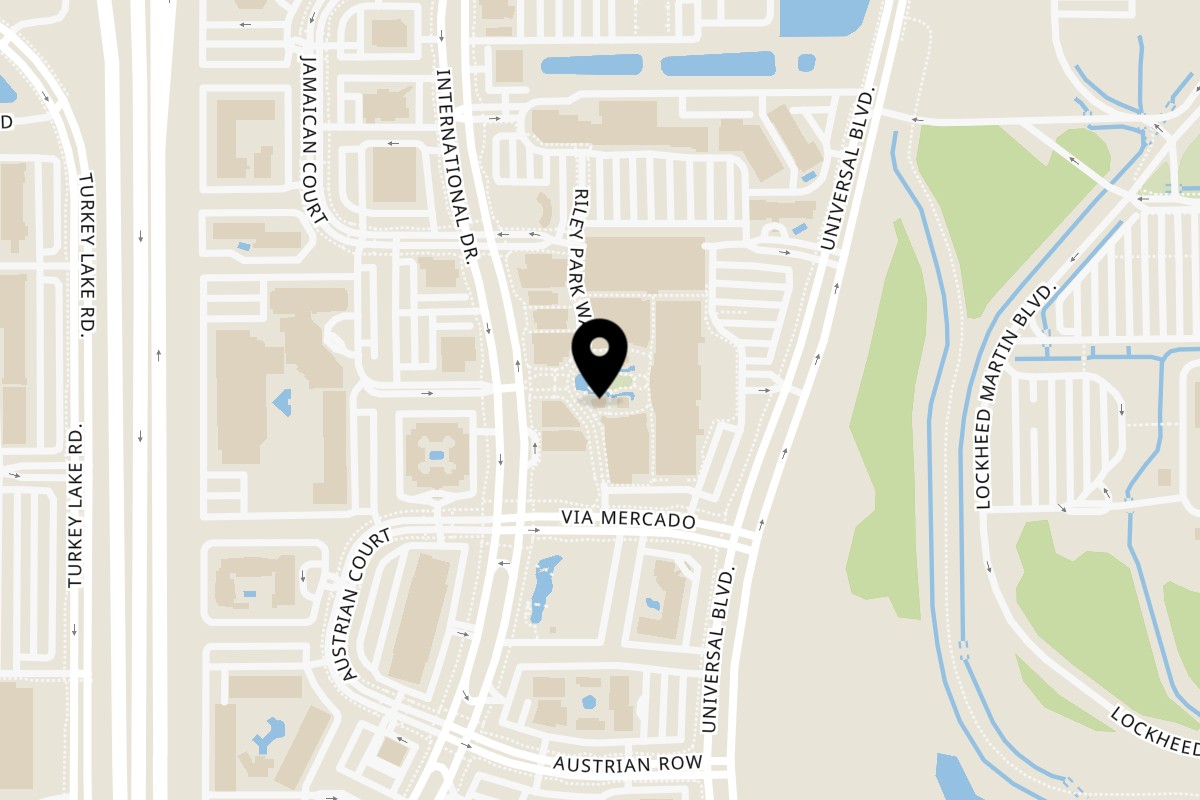 Map showing the location of iCafe de Paris on 8465 International Dr in Orlando